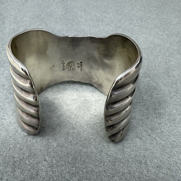 Mexico Taxco Sterling Silver Fluted Wavy Cuff Bracelet 69 grams - Picture 4 of 8